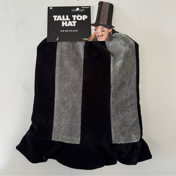 10" Halloween Top Hat Black‎ Plush Striped Circus Ringmaster Vampire Costume - Picture 2 of 2